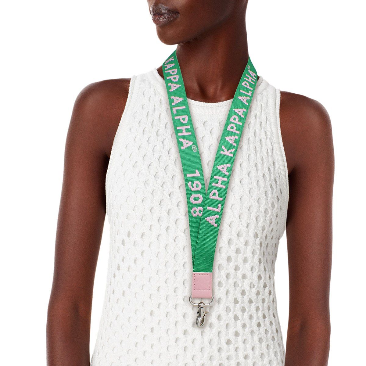 AKA Green Canvas Lanyard ID Badge Clip Women