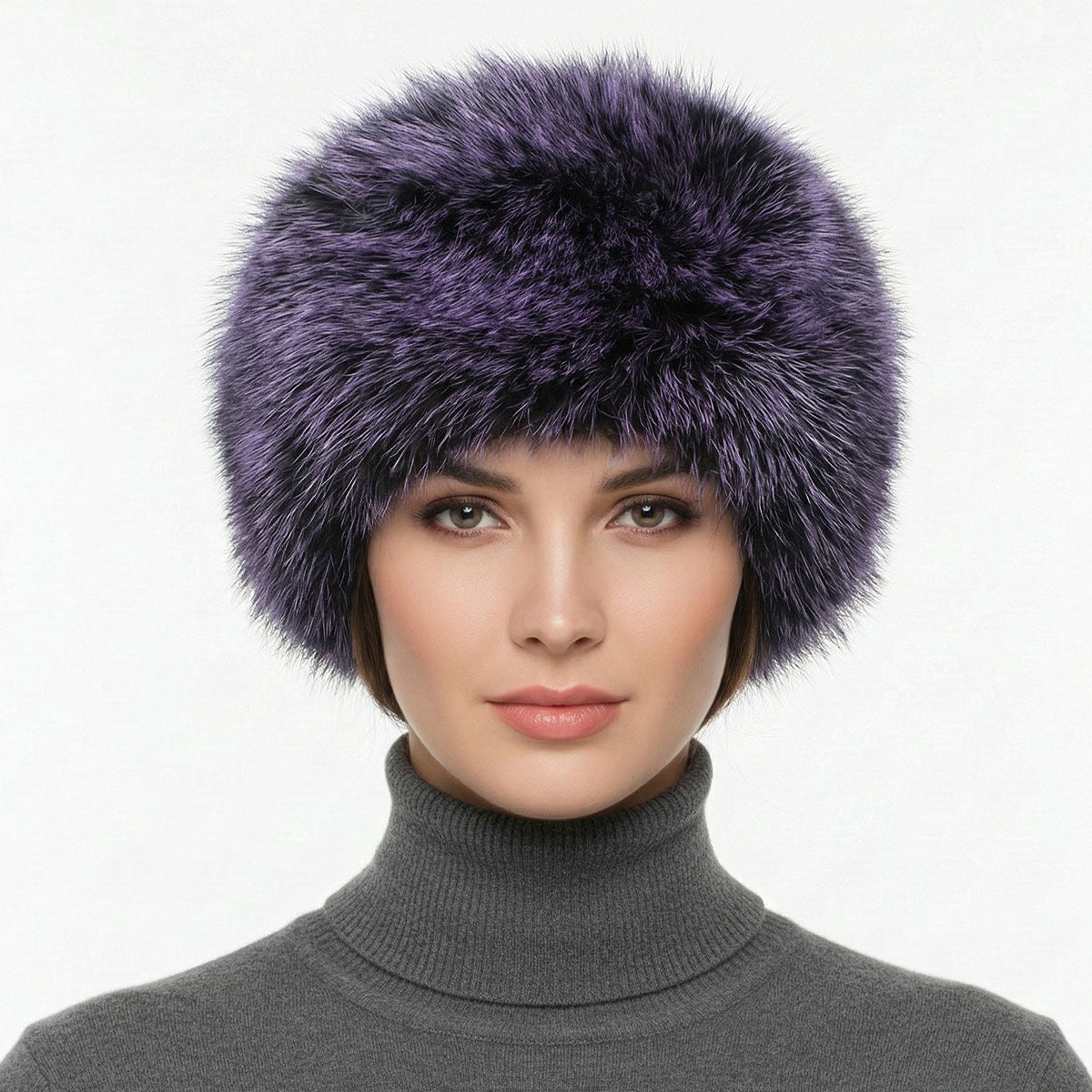 Hat Luxe Faux Fur Purple Kubanka Winter Cap Women